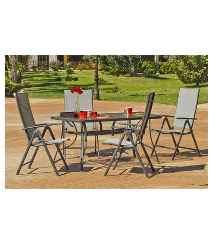 Pack 4 Sillónes-tumbonas Apilables Terraza Jardín Sulam-5 Acero /textilen Gris Antracita_3