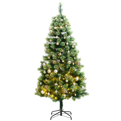Vidaxl Árbol De Navidad Artificial Con Bisagras 150 Led Y Bolas 150 Cm_0
