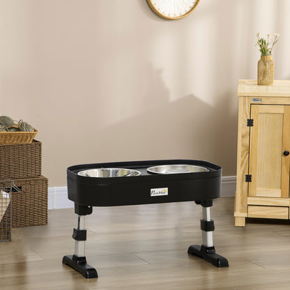 Pawhut Comedero Elevado Para Perros De 4 Alturas Ajustables 43x25x30 Cm Negro_1
