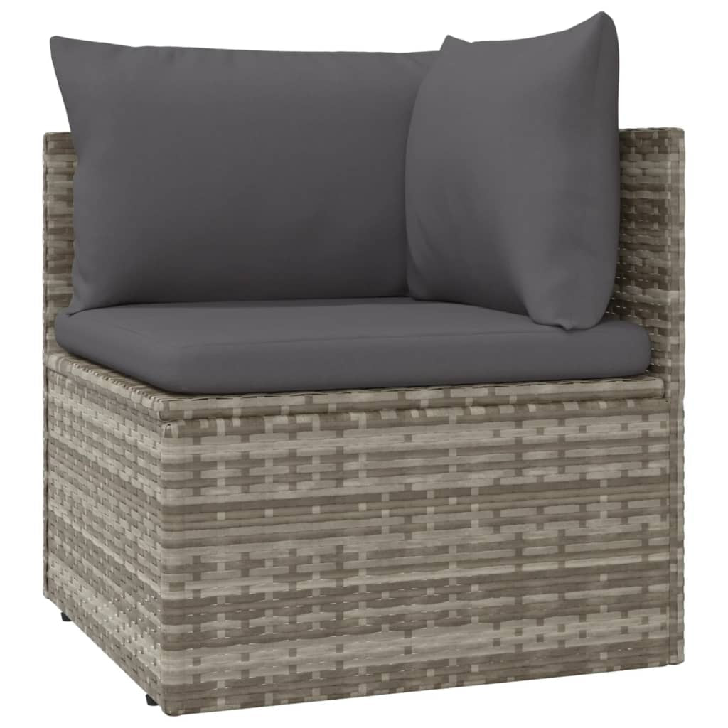 Vidaxl Sofá De Esquina De Jardín Con Cojín Ratán Pe Gris 57x57x56 Cm_0