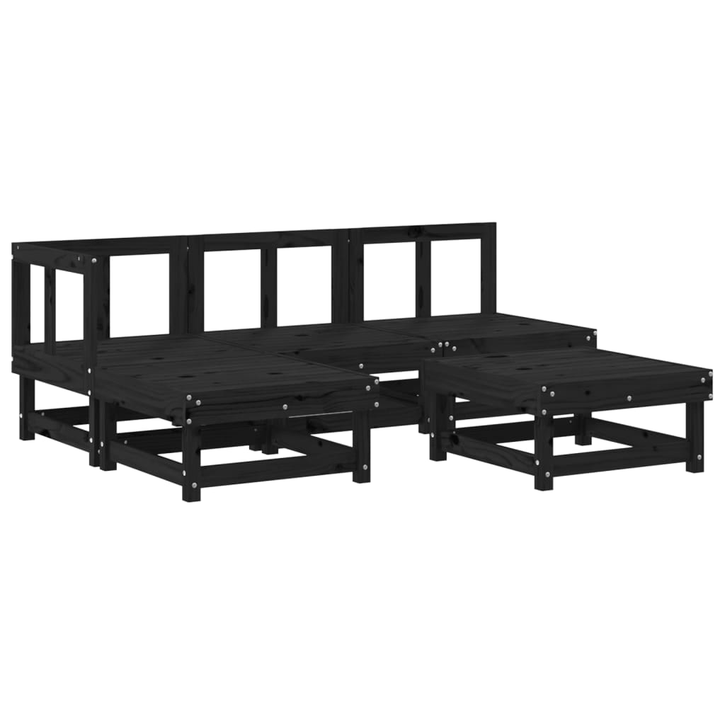 Vidaxl Juego De Sofás De Jardín 5 Piezas Madera Maciza De Pino Negro_0