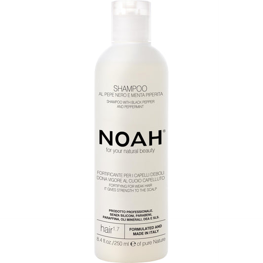 Champô fortalecedor com pimenta preta e hortelã-pimenta 1.7 Noah 250 ml