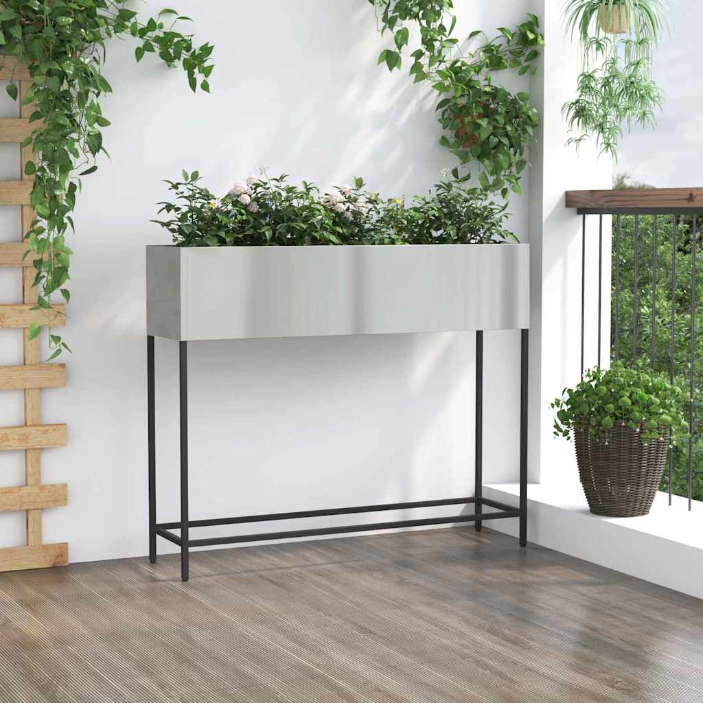 Jardinera Elevada Plateado 100 X 26 X 82 Cm Acero Galvanizado_3