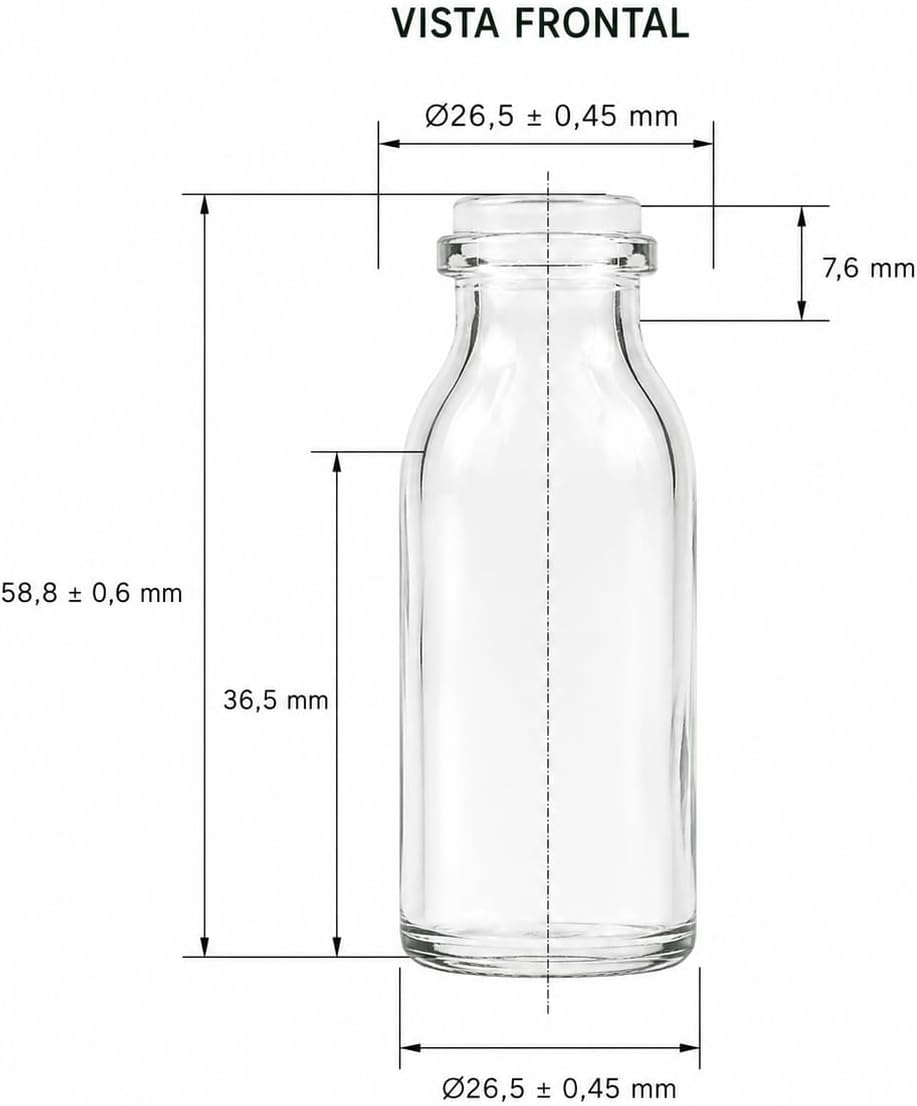 Pack de 20 Botellas de Cristal Transparente de 15 ml | Tapón Obturador | Viales Rellenables y Reutilizables_1