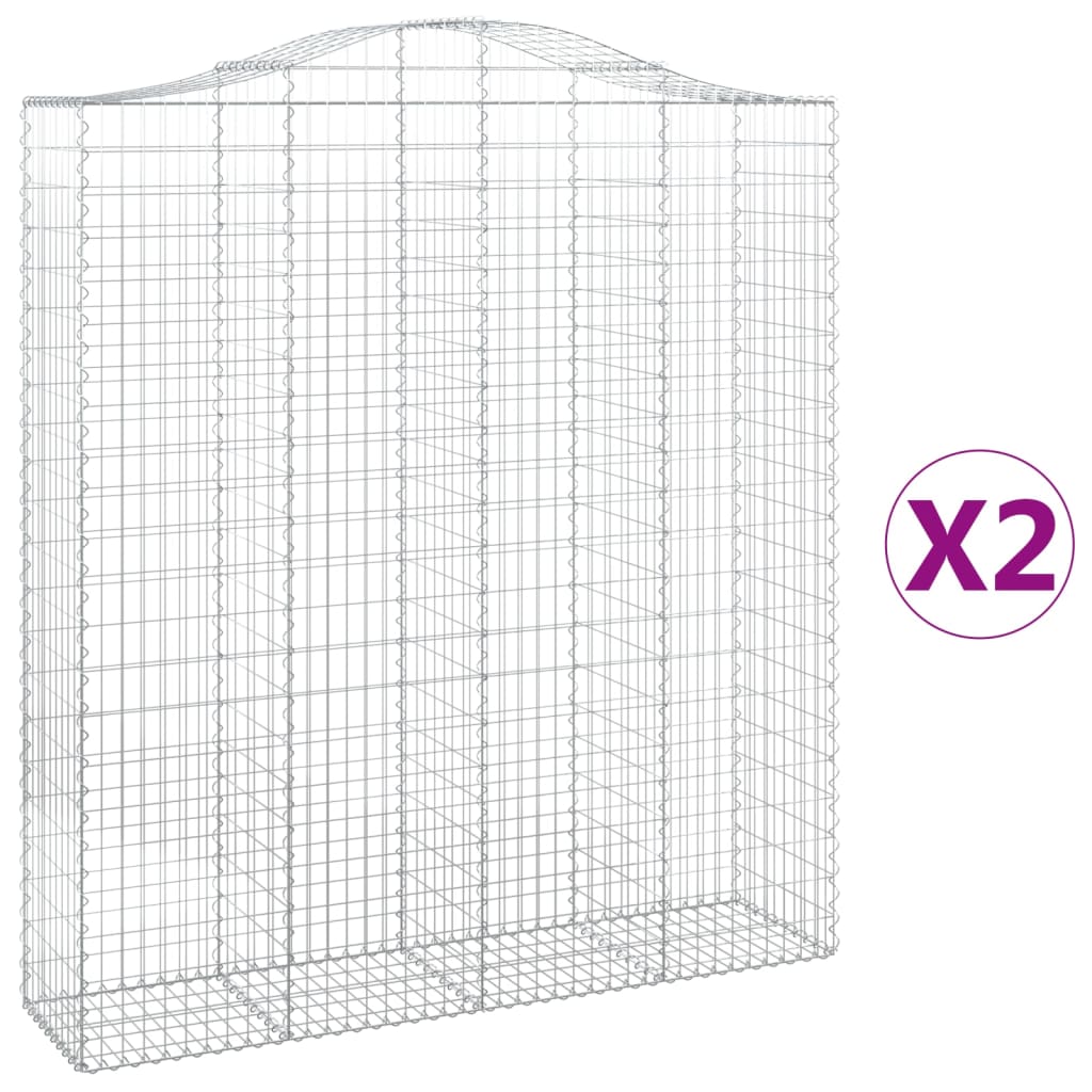 Cestas De Gaviones 2 Uds Forma De Arco Hierro 200x50x220/240 Cm_0