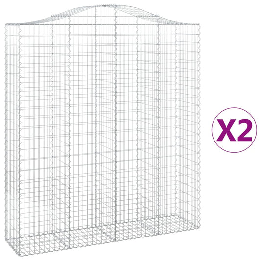 Cestas De Gaviones 2 Uds Forma De Arco Hierro 200x50x220/240 Cm_0