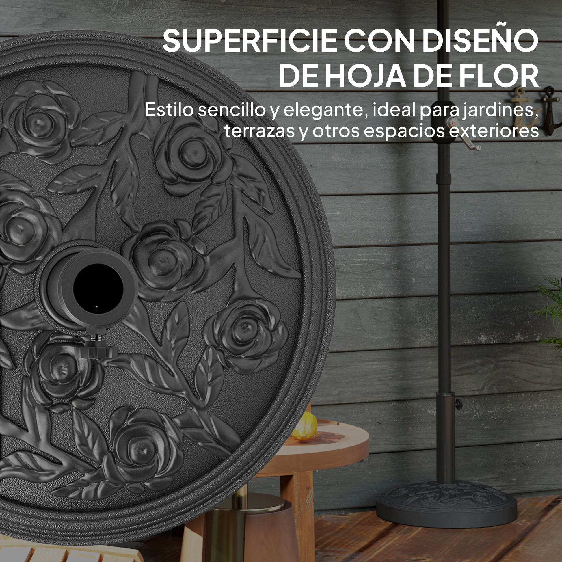 Outsunny Base Para Sombrilla Semicircular Relleno De Cemento Peso 12 Kg Negro_5