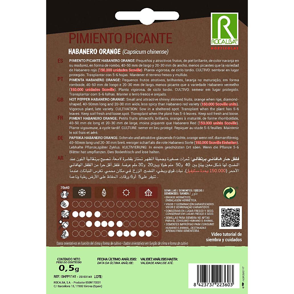 Sementes de pimento habanero laranja Rocalba