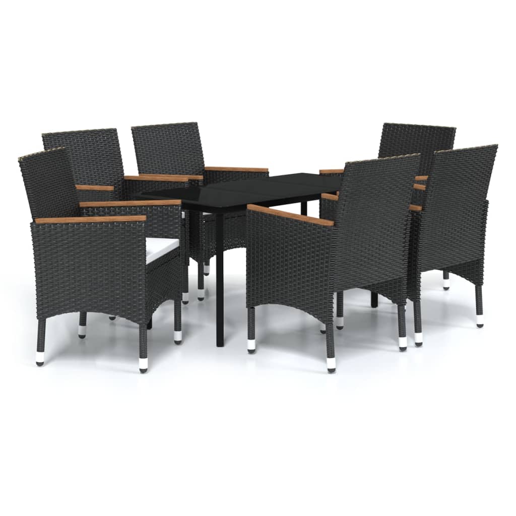 Juego De Comedor De Jardín 7 Piezas Con Cojines Negro / Vetonek_0