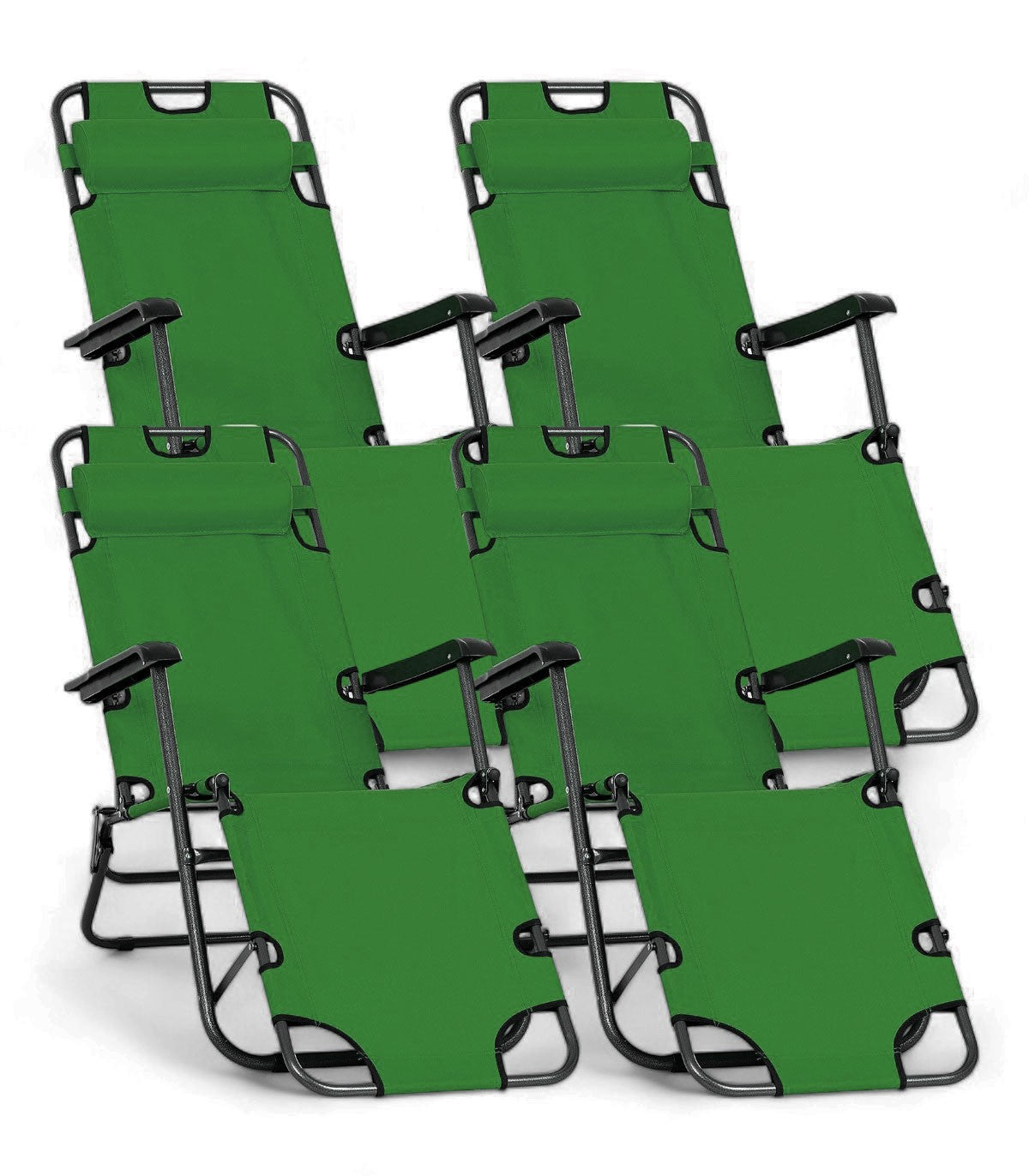 Pack 4 Tumbonas Plegables Y Reclinables - Verde_0