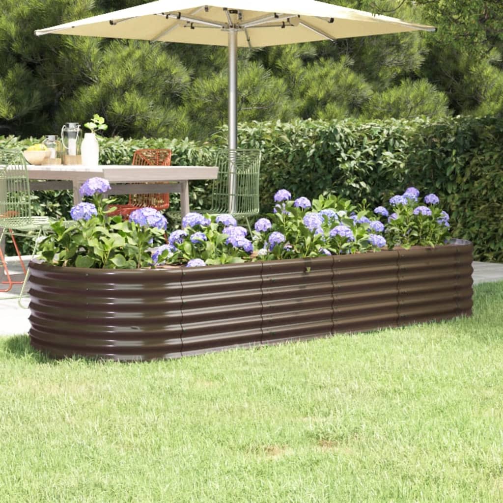 Jardinera Arriate Acero Galvanizado Marrón 224x80x36 Cm_1