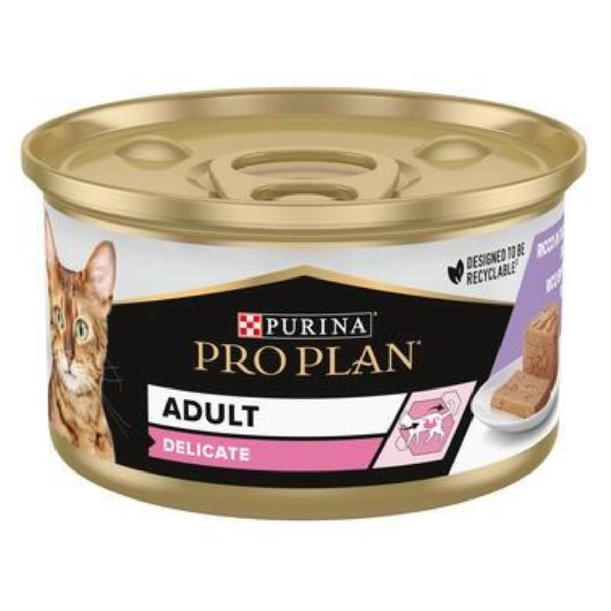 Pro Plan gato adulto Delicate Mousse rico em peru Purina 85g