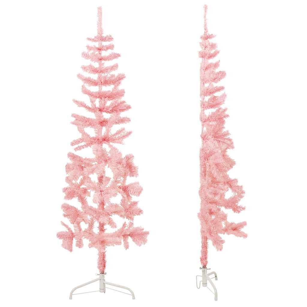 Vidaxl Medio Árbol De Navidad Artificial Con Soporte Rosa 150 Cm_4