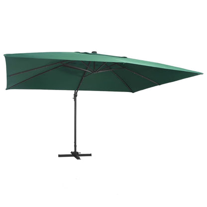 Vidaxl Sombrilla Voladiza Luces Led Y Poste Aluminio Verde 4x3 M_0