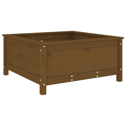 Jardinera Madera Maciza De Pino Marrón Miel 82,5x82,5x39 Cm_0
