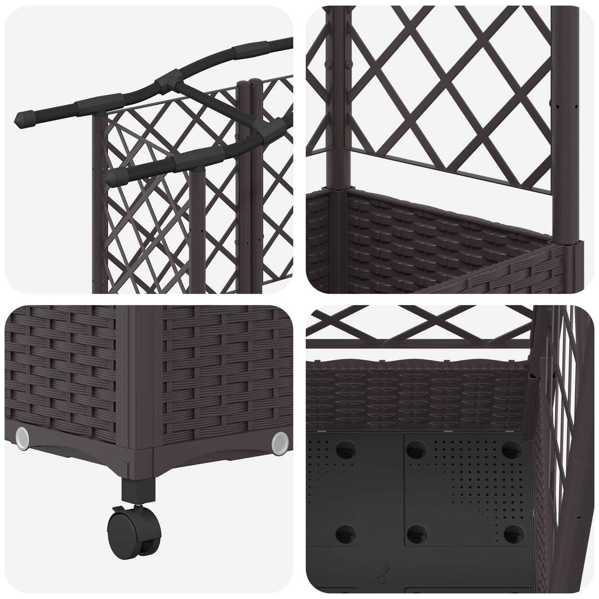Cama Elevada Con Trellis Y Techo Marrón 203,5 X 40 X 129 Cm Pp_5