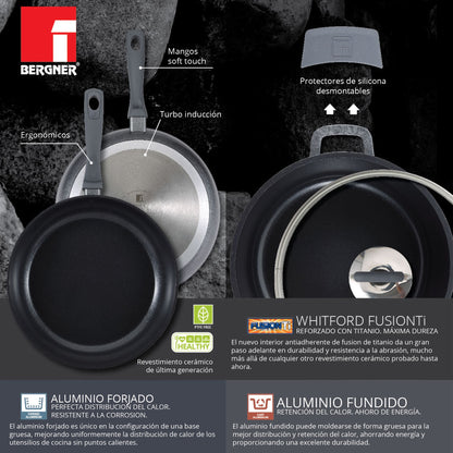 Set 6pc Batería De Cocina Aluminio, Inducción, Titan_2