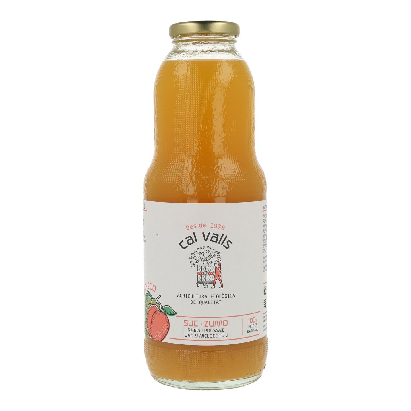 Sumo Orgânico de Pêssego e Uva Cal Valls 1L