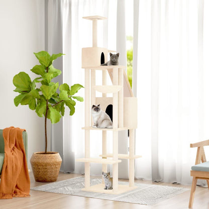 Vidaxl Rascador Para Gatos Con Postes De Sisal Color Crema 201 Cm_1