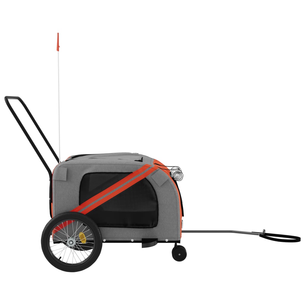 Remolque De Bicicleta Mascotas Hierro Tela Oxford Naranja Gris_5