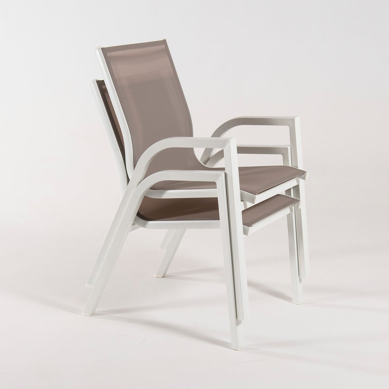 Pack 6 Sillones De Exterior Apilables, Tamaño: 56x66x90 Cm, Aluminio Doble Reforzado Color Blanco, Textilene Color Taupé_4