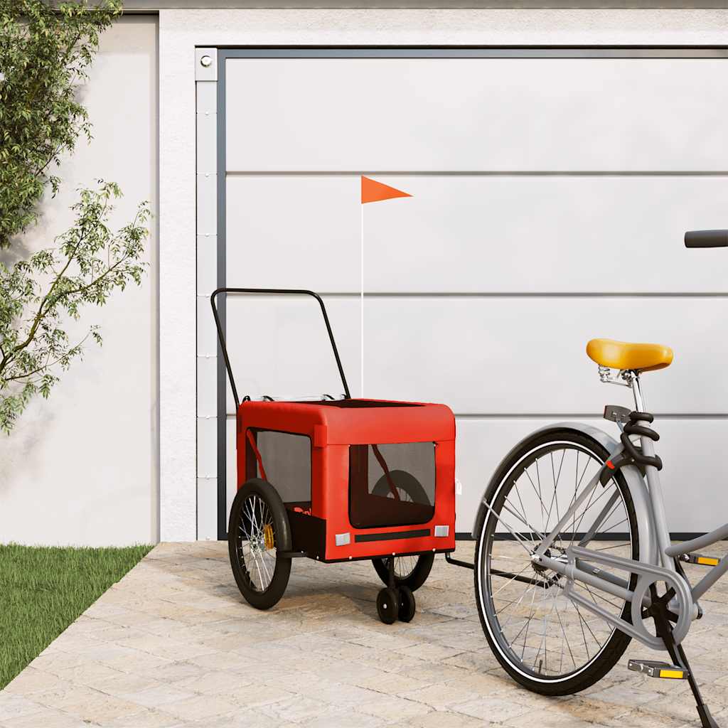 Remolque De Bicicleta Mascotas Hierro Tela Oxford Naranja Negro_1