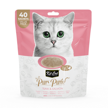 PurrPuree Value Pack Kit para gatos - Atum e salmão 40x15g Snack cremoso para gatos