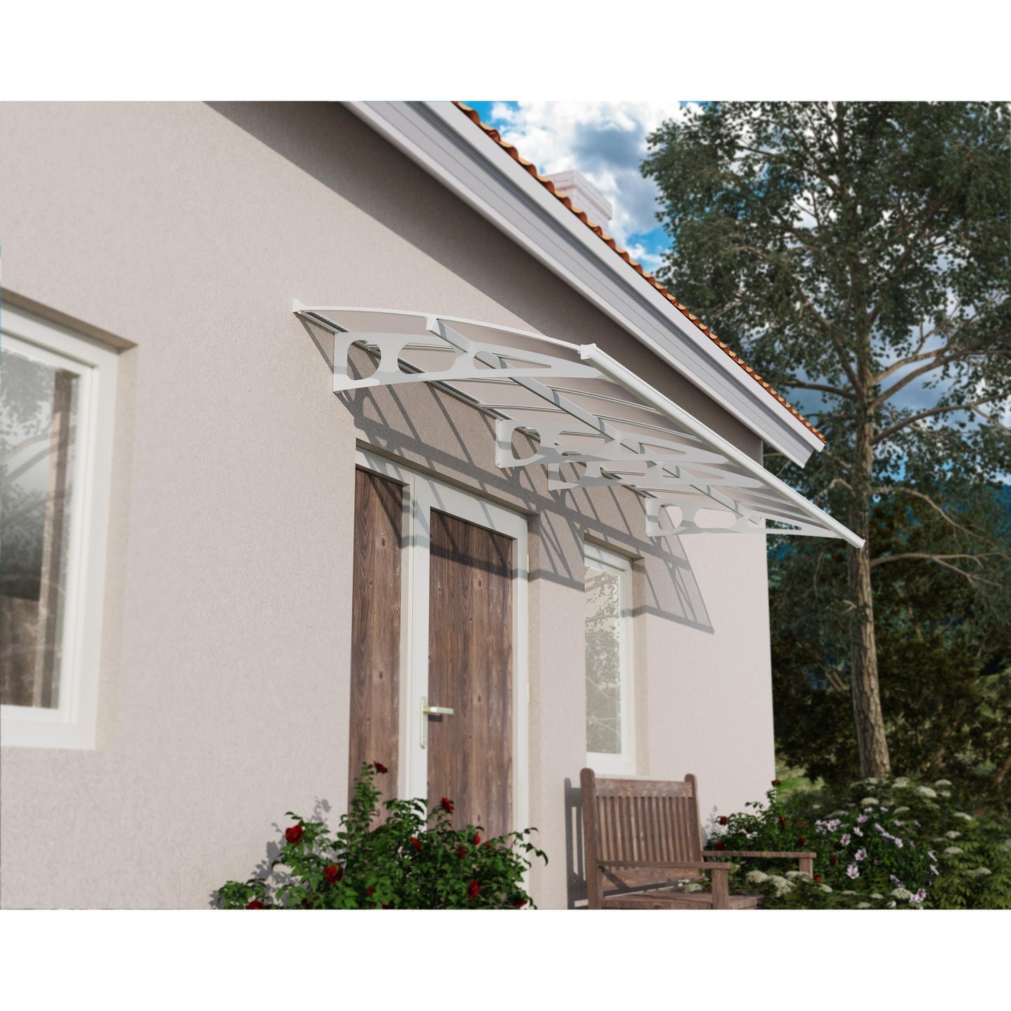 Marquise de porta Bordeaux 447x140 cm Camada Dupla 