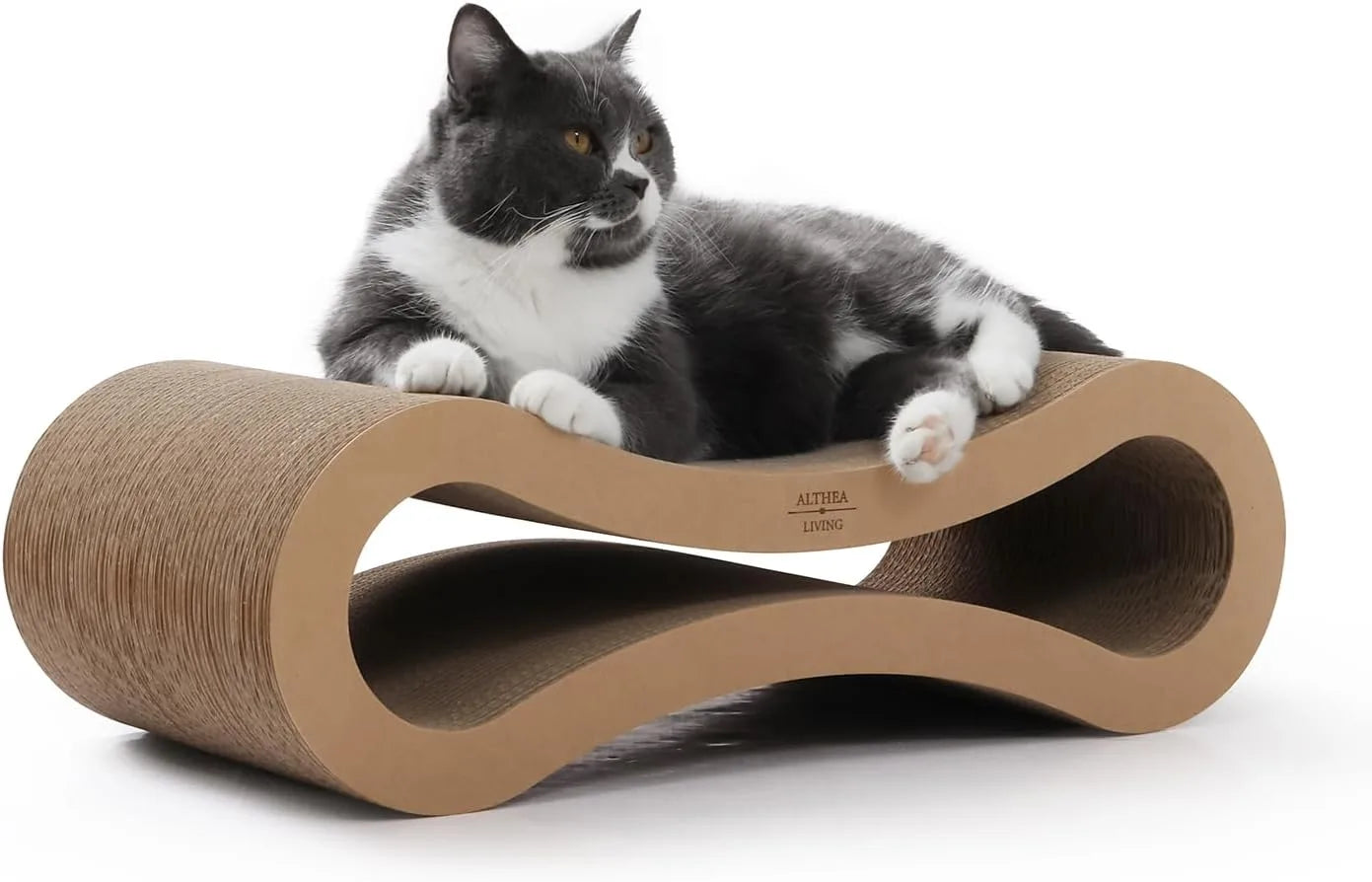 Rascador Para Gatos Con Forma De Infinito, Cartón Corrugado, Reversible_0