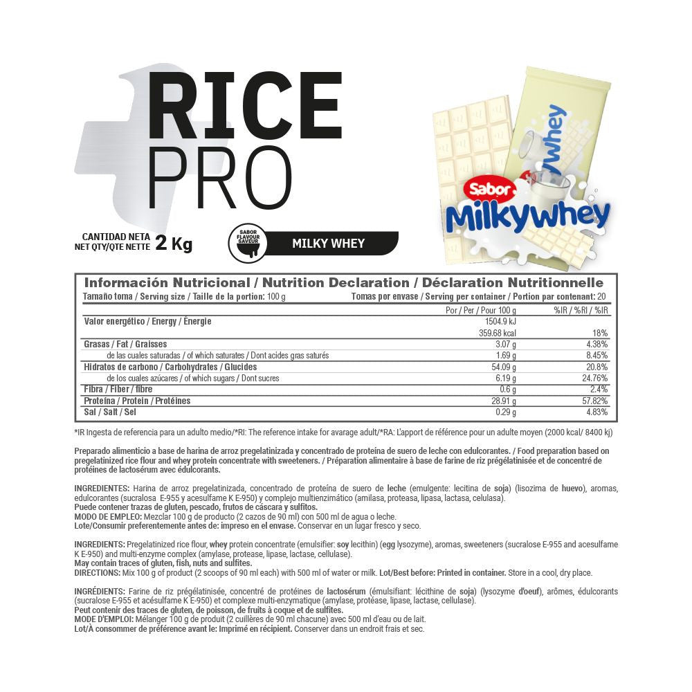 Rice Pro (crema De Arroz Con Proteína) - 2 Kg - Chocolate Blanco Con Leche Milkywhey - Crema De Arroz - Masmusculo Suppl_4