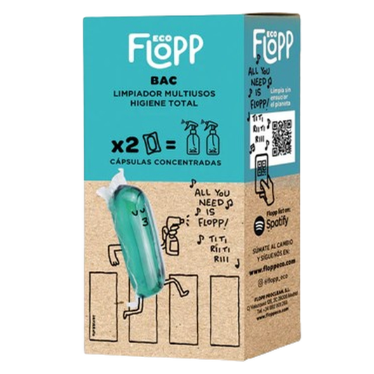 Produto de limpeza doméstico multiusos ECO Refill Flopp com 2 cápsulas
