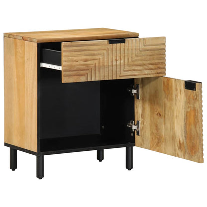 Mesita De Noche Madera Maciza De Mango 50x33x60 Cm Marrón_0