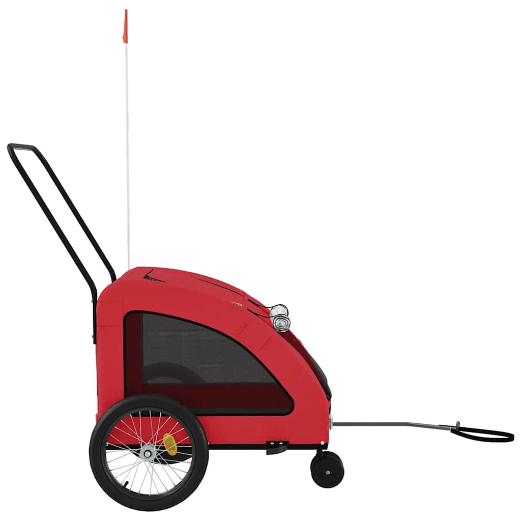 Remolque De Bicicleta Mascotas Hierro Tela Oxford Rojo_5