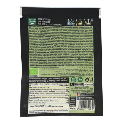 Sopa de Letras Orgânica de Vegetais Naturgreen, 40g