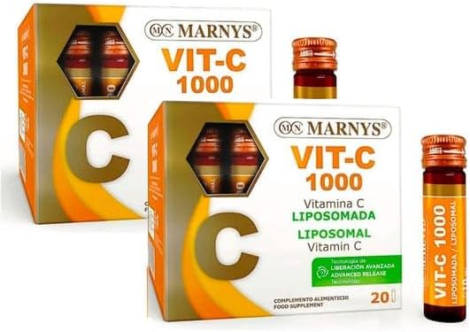 Embalagem de 2 frascos de vitamina C lipossomal Marnys 20