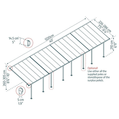 Canopy Fair Marquee Pérgola em alumínio 3x12,2 m Cinza