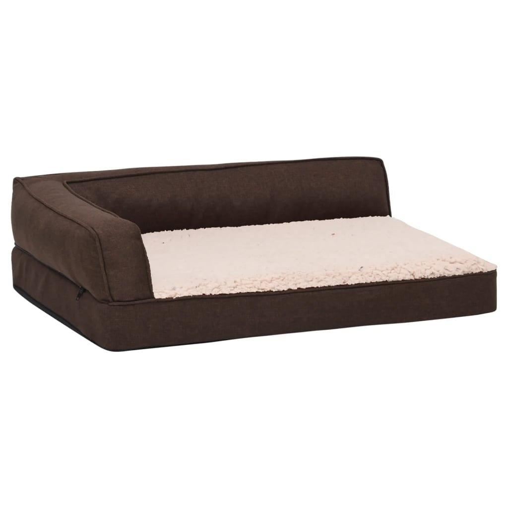 Vidaxl Colchón De Cama De Perro Ergonómico Aspecto Lino Marrón 60x42cm_0