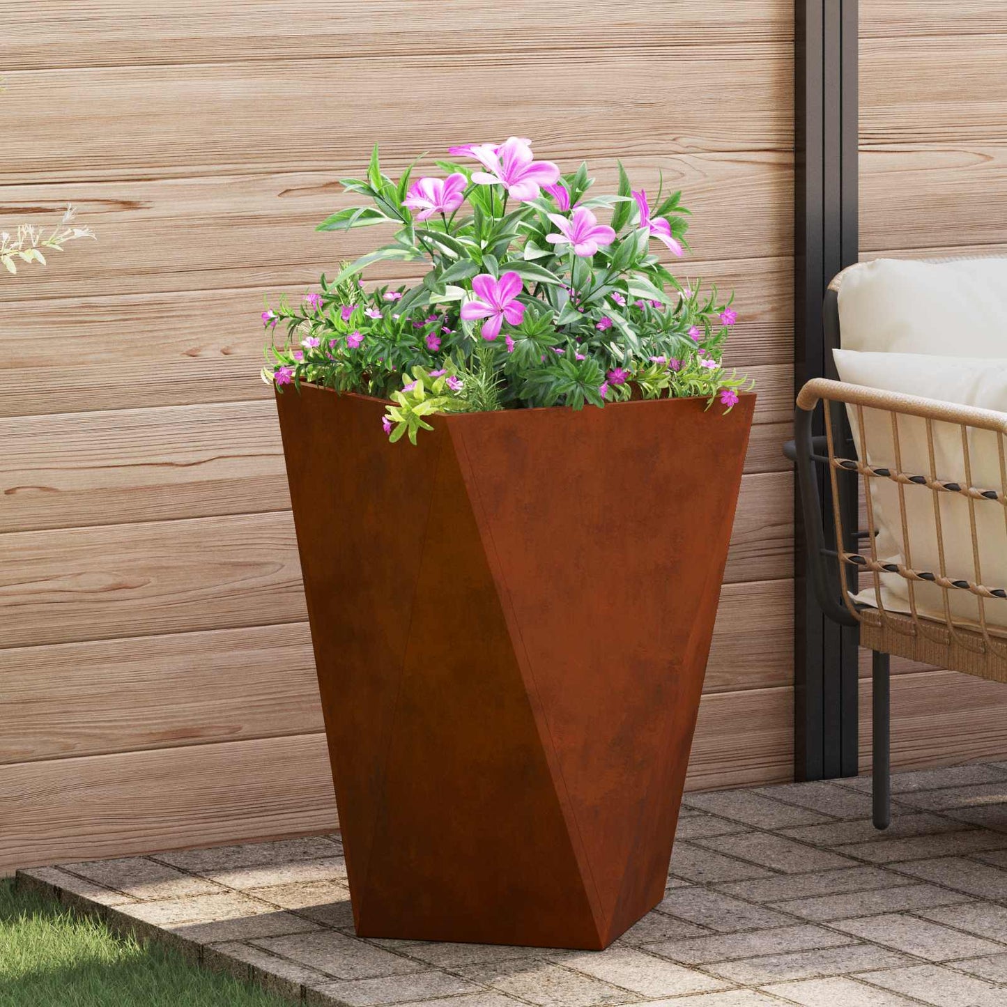 Jardinera Oxidado 50 X 50 X 75 Cm Acero Autopatinable_1