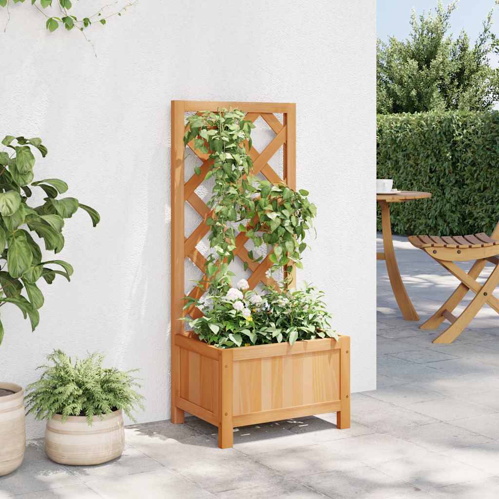 Jardinera Con Enrejado Marrón 40x30x90 Cm Madera Maciza De Abeto_2