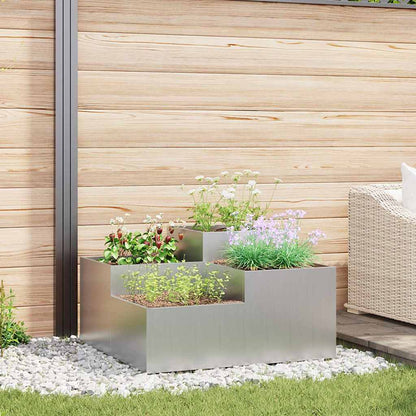 Maceta Para Jardín Plateado 80 X 80 X 48 Cm Acero Galvanizado_1