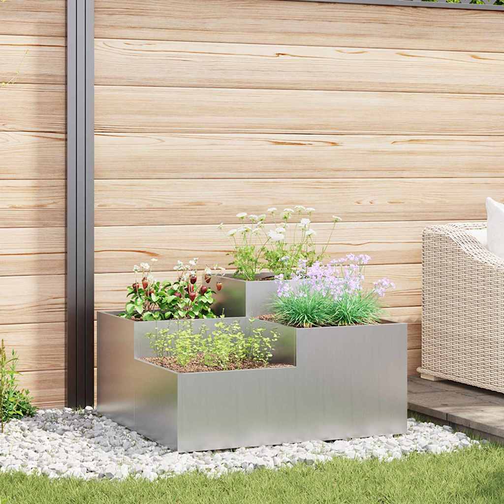 Maceta Para Jardín Plateado 100 X 100 X 48 Cm Acero Galvanizado_1