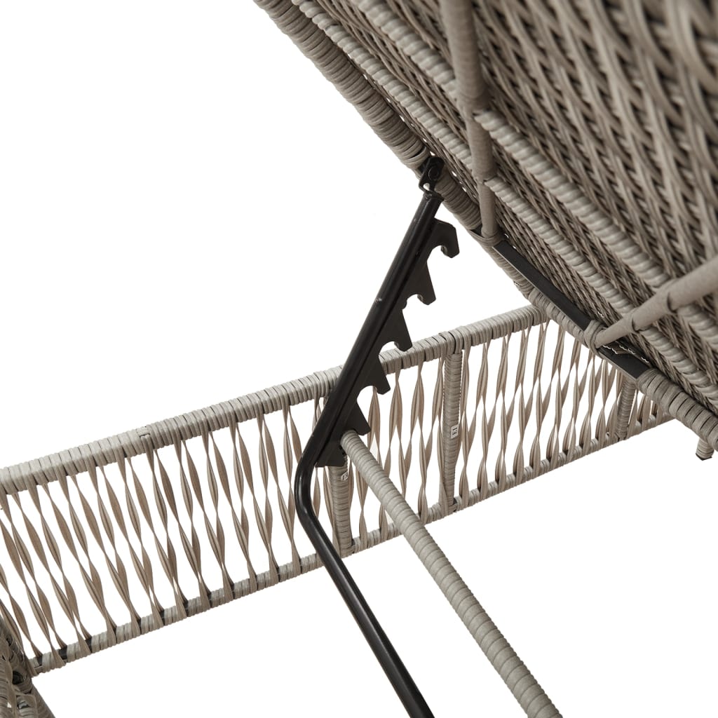 Tumbona Con Cojín Ratán Sintético Gris Claro / Vetonek_0