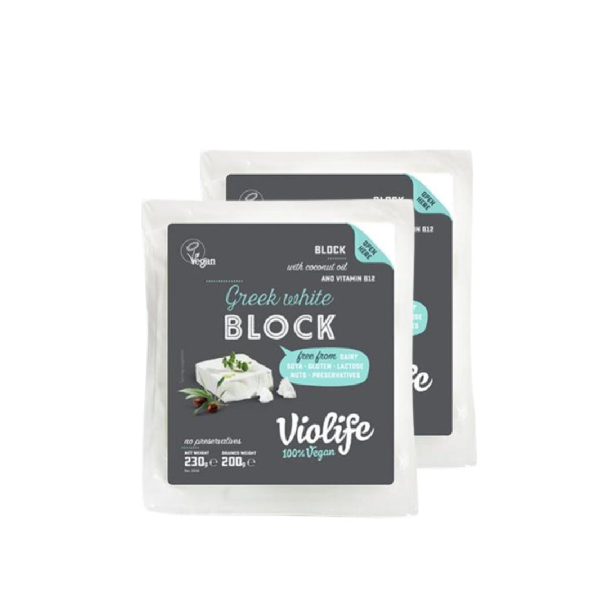Embalagem de 2 blocos de queijo grego, 230 g. Violife