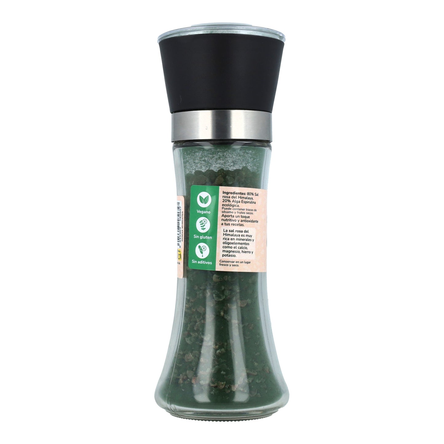 Moinho de sal rosa com algas Spirulina ECO Planeta Huerto 200g