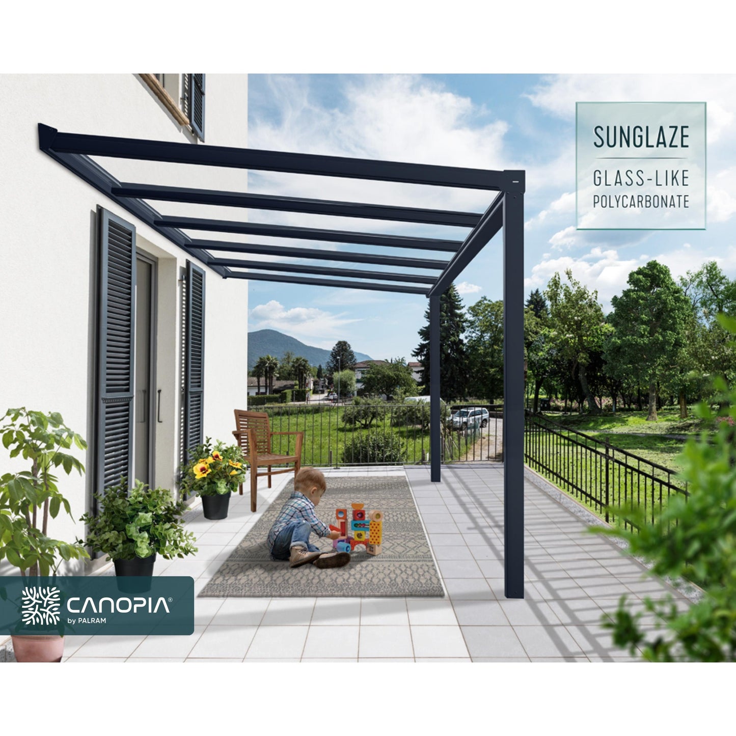 Pérgola anexa Stockholm 342x370 cm 