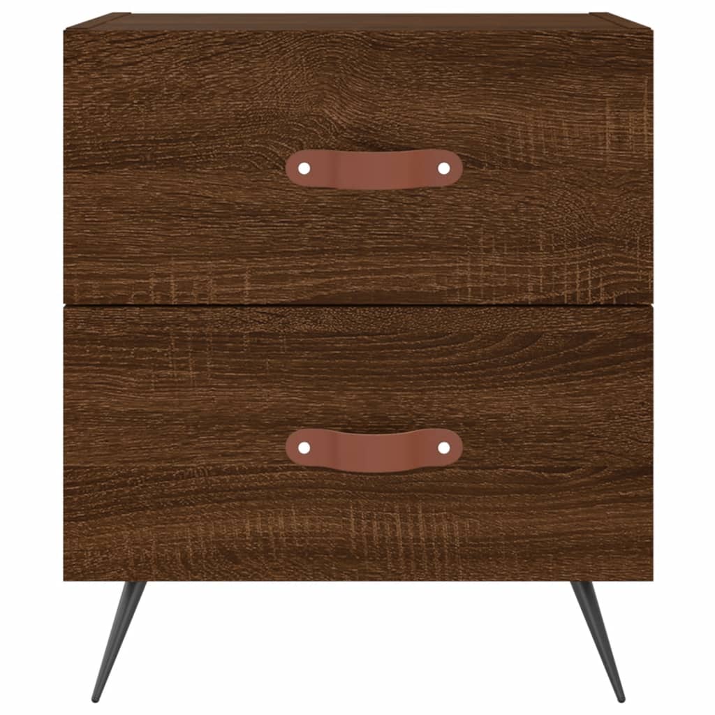Mesita De Noche Madera De Ingeniería Marrón Roble 40x35x47,5 Cm_2