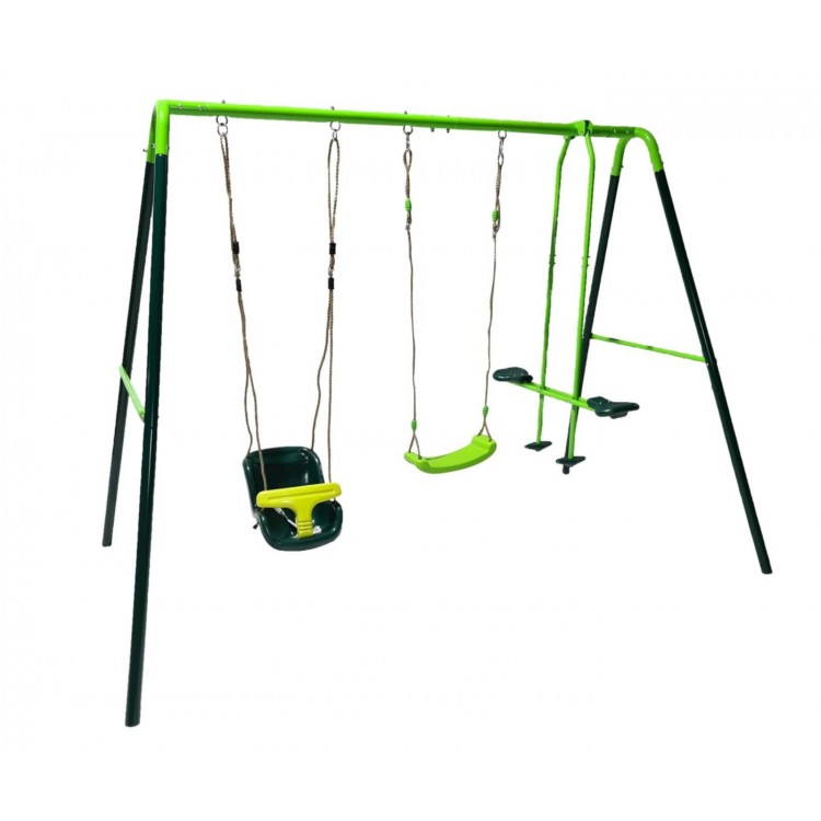 Columpio Triple Metalico Masgames Gingo + Asiento Bebe._1