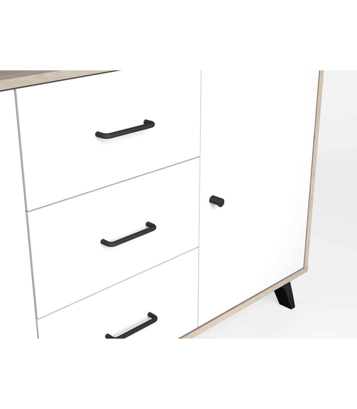 Mueble Aparador Para Comedor Modelo Samira 3 Puertas 3 Cajones Acabado Sahara/blanco, 180._3