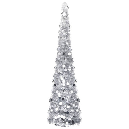 Vidaxl Árbol De Navidad Artificial Emergente Pet Plateado 180 Cm_0