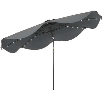Outsunny Sombrilla De Jardín Ø292x254 Cm Con 32 Luces Led Solares Gris Oscuro_0